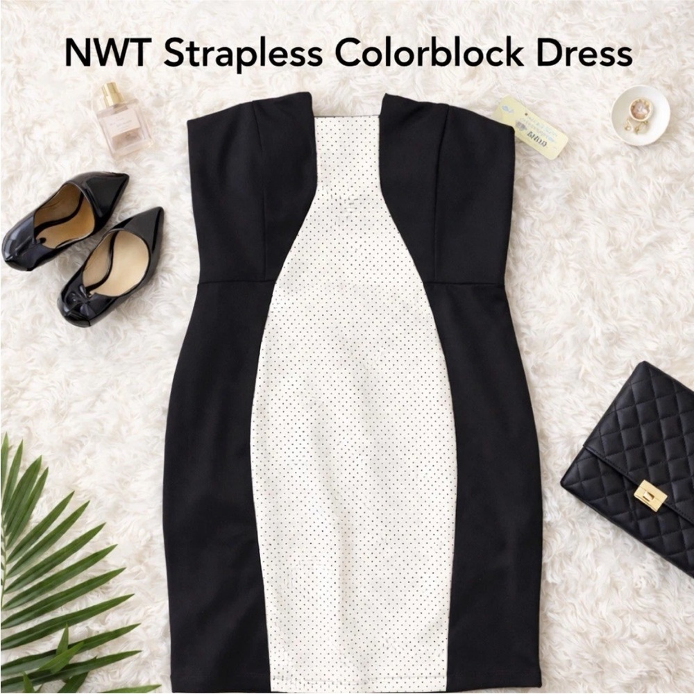 Fashion to Figure Black and White Strapless Dress
